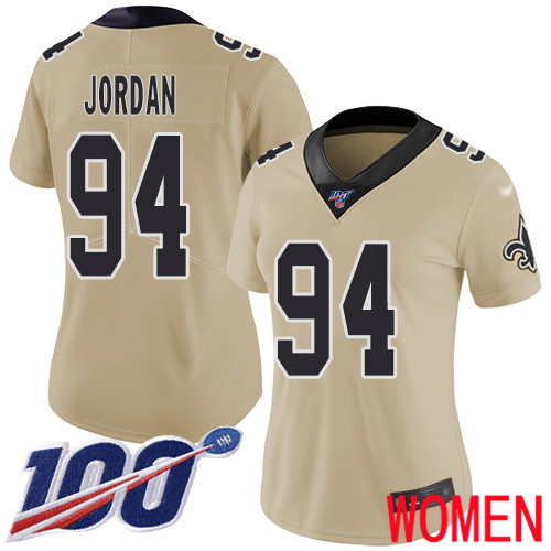 New Orleans Saints Limited Gold Women Cameron Jordan Jersey NFL Football #94 100th Season Inverted Legend Jersey->women nfl jersey->Women Jersey